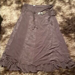Elegant Brown Skirt with Ruffle Hem